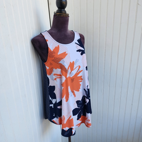 $69 Alfani Multi Navy Fishnet Womens Print Sleeveless Top Stretch S Small - Picture 3 of 11